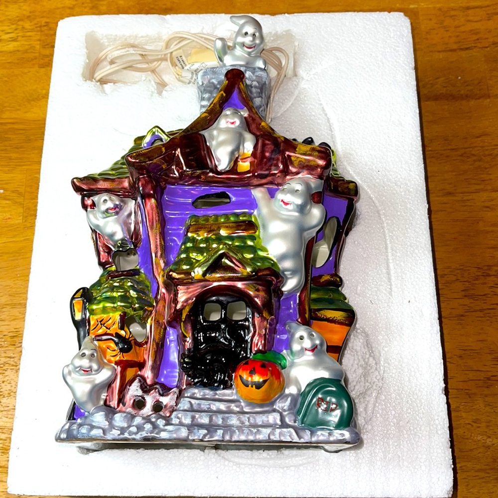 Christopher Radko Halloween Ghost Manor Lighted Haunted House Spooky Decor w/Box